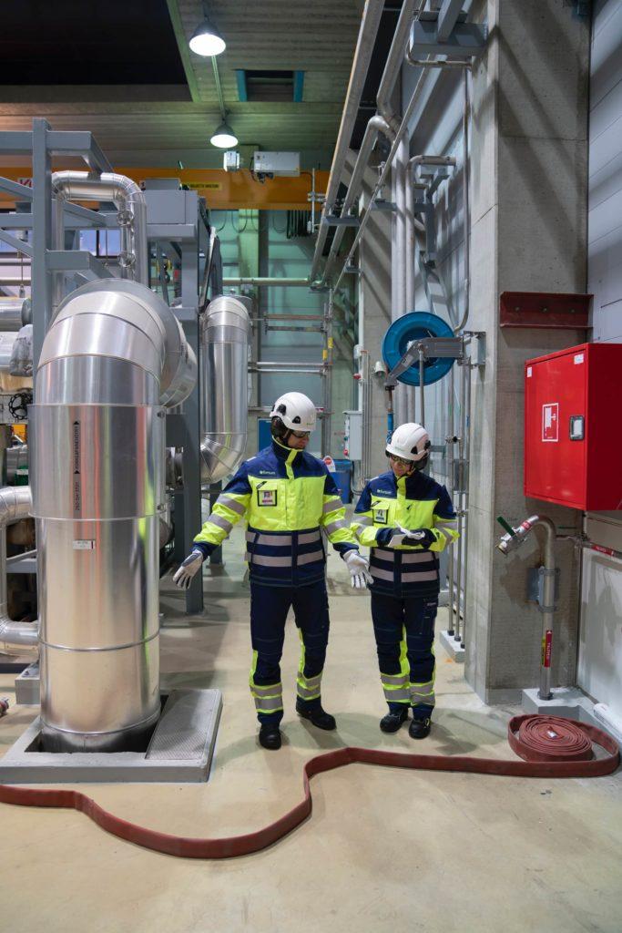 Fortum plant personnel performing a safety related inspection