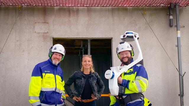 eSite and Fortum personnel with NavVis VLX equipment at a site