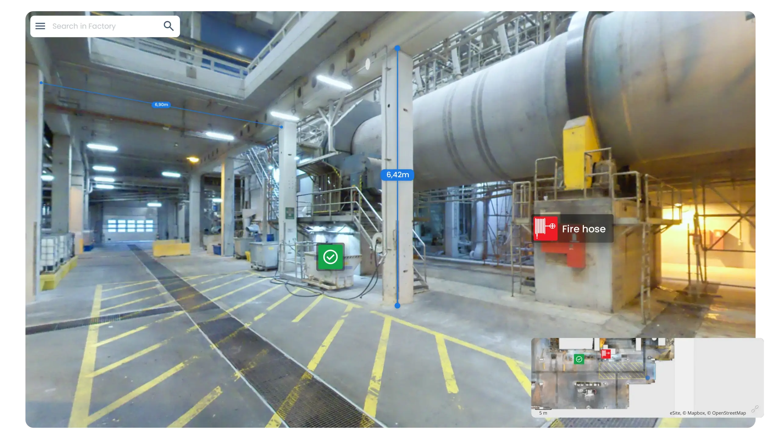 eSiteview interface with measurements and POIs